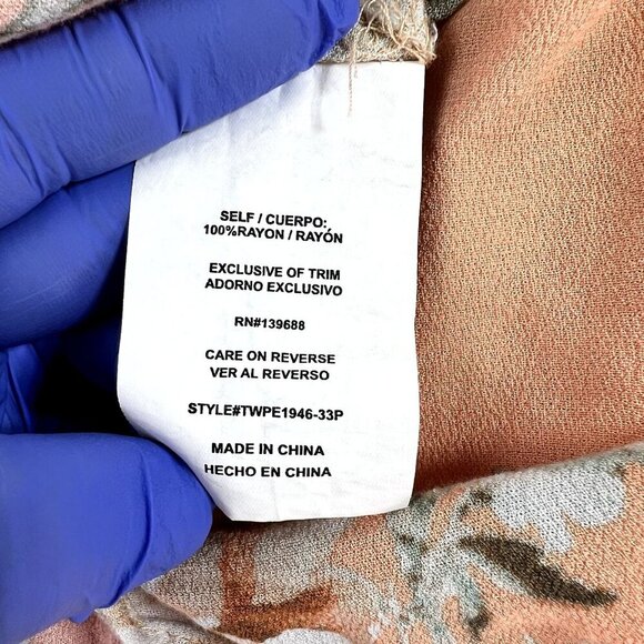 A Beautiful Soul Womens 1X Floral Top Ruffled Bell Sleeves Stretchy Beachy Boho - Picture 13 of 14